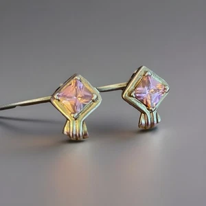 Vintage Sterling Pink CZ durchbohrte Ohrringe signiert R - Bild 1 von 7