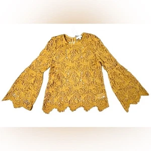 Eri + Ali Anthropologie gelbe Bluse mit Häkelspitze XS neu mit Etikett feminine Eleganz - Bild 1 von 11