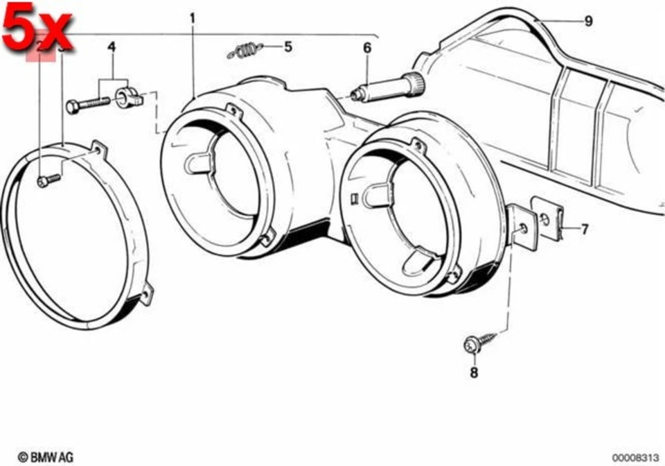 Genuíno BMW E12 E21 E3 cabeça de enchimento parafuso auto-roscante 5 peças fabricante de equipamento original 63121359777 - Imagem 1 de 1