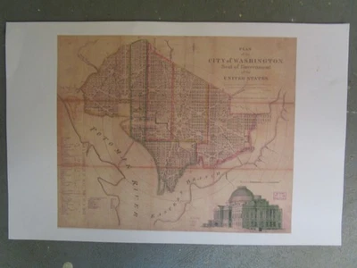 Plan of Washington, D.C. Map Reprint of 200-year old map, 17" x 11" - Image 1 of 3