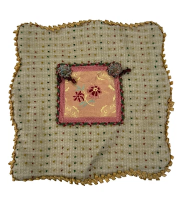 SWEET DREAMS Neiman Marcus Throw Pillow COVER Beaded Floral  Maximalist Decor - Image 1 of 4