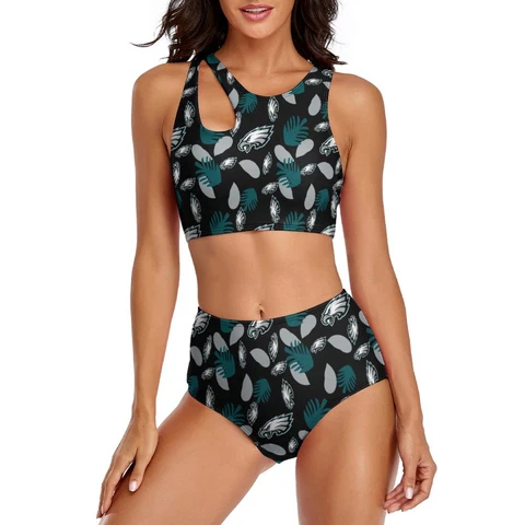 Philadelphia Eagles 2-piece Swimsuit Womens Print Beach Swimwear with Chest Pad Cover