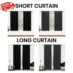 Thick Thermal Blackout Curtains Eyelet Ring Top Heavy Ready Made Pair +Tie Backs