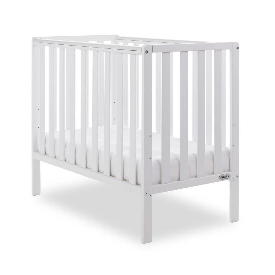 Obaby Bantam Space Saver Cot - White - SPACE SAVER Compact Baby COT - Image 1 of 4