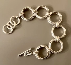 Silpada Retired Sterling Silver Nested Rings Circles Toggle Bracelet - Picture 1 of 6