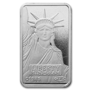 SWISS Credit Suisse Statue of Liberty PLATINUM 2 Gram .9995 Pure Bullion Bar - Picture 1 of 4