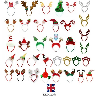 KRD LTD Christmas Head Boppers Headbands for Kids & Adults - Fun Party Accessories