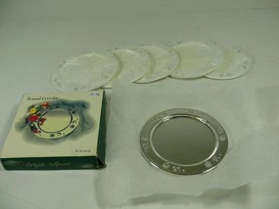 Sottobicchieri IN Metallo Argento / 6 Pezzo /Ø 10,3cm/ Decorazione Natalizia - Immagine 1 di 4