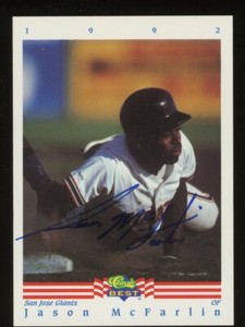 1992 San Jose Giants JASON MCFARLIN Signed Card autograph AUTO BRAVES