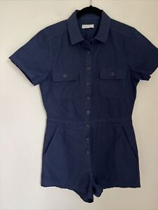 Outerknown S.E.A. Suit Shortall Organic Cotton / Linen Romper Blue Size Small