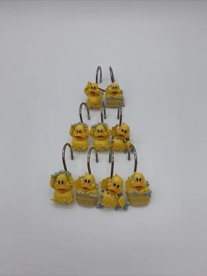 Anillos de cortina de ducha vintage de 9 piezas de patitos amarillos Foto 1 de 4