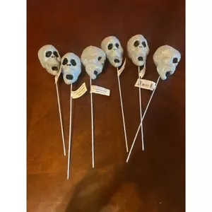 Worth Imports Halloween silver Glittered Skull Picks Set Of 6 Halloween decor - Picture 1 of 6