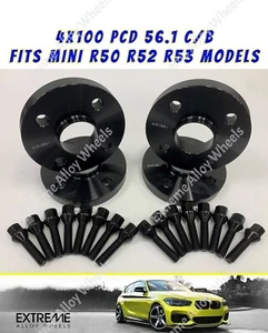 Passt Mini Radabstandshalter 16 mm R50 R52 R53 schwarz Legierung + Schrauben 4x100 56,1 x 4 - Bild 1 von 6