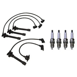 Denso Wire Set 7mm 4 Double Platinum Spark Plugs .044 Kit For Honda Prelude 2.2L - Picture 1 of 1