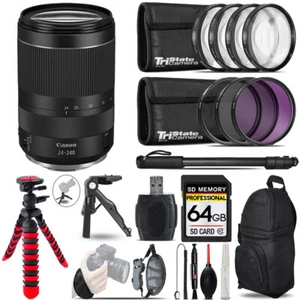 Canon RF 24-240mm IS USM Lens +MACRO, UV-CPL-FLD Filter + Monopad- 64GB Kit - Picture 1 of 9