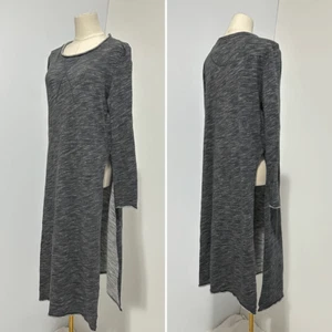 Free People Heather Gray Long Sleeve Side Slit Midi Dress Size S Small - Picture 1 of 11