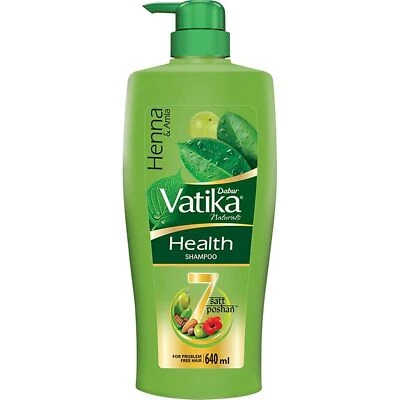 Vatika Health Shampoo, with Henna & Amla for Problem Free Hair  640ml - Imagem 1 de 4
