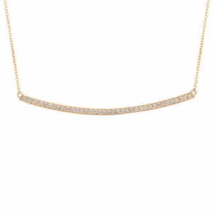 0.40 Carat Natural Diamond Bar Pendant 14K Yellow Gold G SI 18 inches chain - Picture 1 of 3