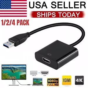 HD 1080P USB 3.0 to HDMI Video Cable Adapter For PC Laptop HDTV LCD TV Converter - Picture 1 of 11