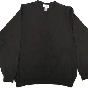 Alfani Sweater 100% Merino Wool Men's Large Heather Brown V Neck Pullover - Picture 1 of 12