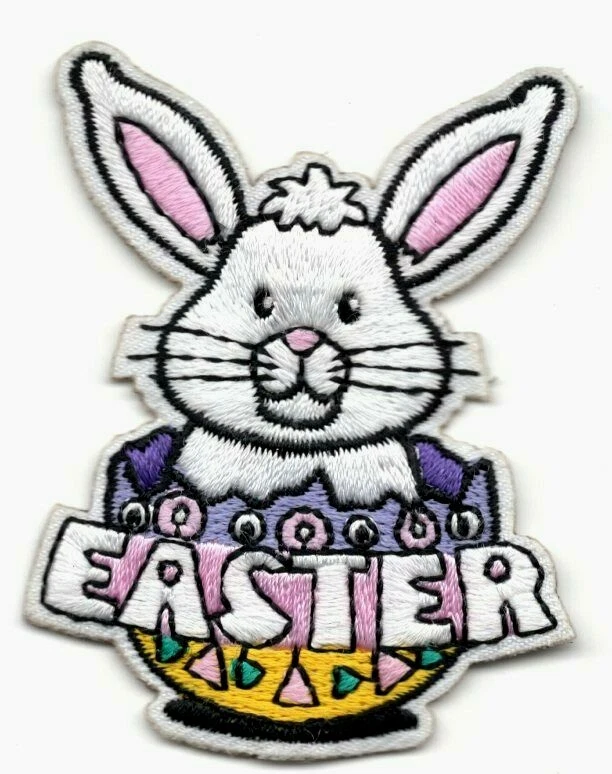 EASTER Iron On Patch Holiday Bunny Religious  - Image 1 of 1