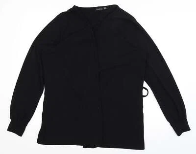 Boohoo Womens Black Mock Neck Polyester Blend Wrap Jumper Size 16 - Image 1 of 4