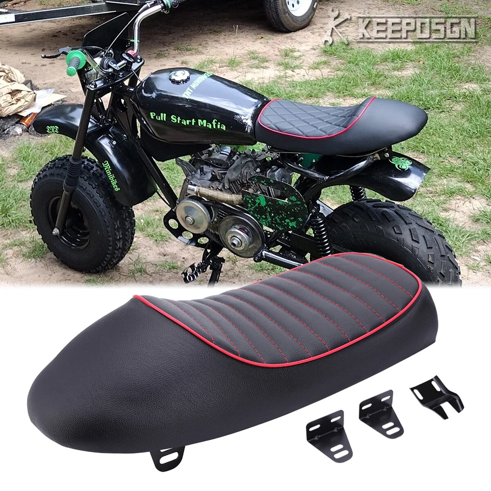 Para TrailMaster Coleman Mini Bicicleta Joroba Café Corredor Sillín Asiento Negro PU Línea Roja Foto 1 de 4