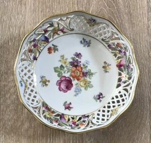 Tazón de exhibición de flores 7,5" Schumann Arzberg Alemania, línea de Dresde - Imagen 1 de 4