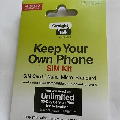 Straight Talk Nano Sim Card For family bring your Activation Standard Phone Kit - Image 1 of 2