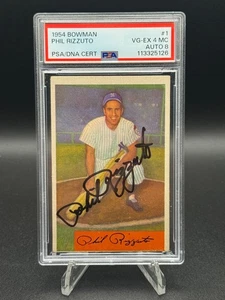 ⚾️ HOF - Signed Phil Rizzuto 1954 Bowman #1 PSA 4 MC Auto 8 🔥Stunning Colors! - Picture 1 of 5