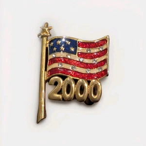 American Flag Millennium Brooch with Bling, USA Dress up, Costume Party 2000 Pin - Bild 1 von 7
