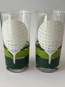 Lotto di 2 bicchieri vintage Culver Ltd Barware Highball motivo golf usati in ottime condizioni - Foto 1 di 5