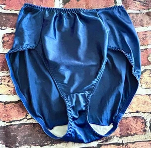Vtg Satin Second Skin Bikini Panties Panty M Sears Silky Wet Look Slippery Blue - Picture 1 of 10
