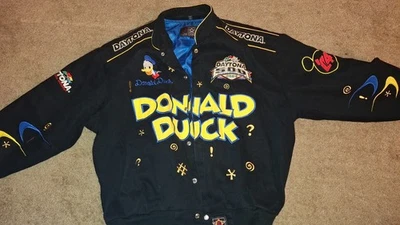 Chaqueta De Colección Daytona 500 Disney Pato Donald Negra Usada Adulto XL  Foto 1 de 4