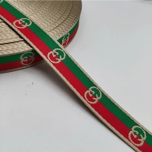 Auth GUCCI Ribbon Green, 3/4 In wide X 1 Yard, sell by the yard - Green Red New - Picture 1 of 1