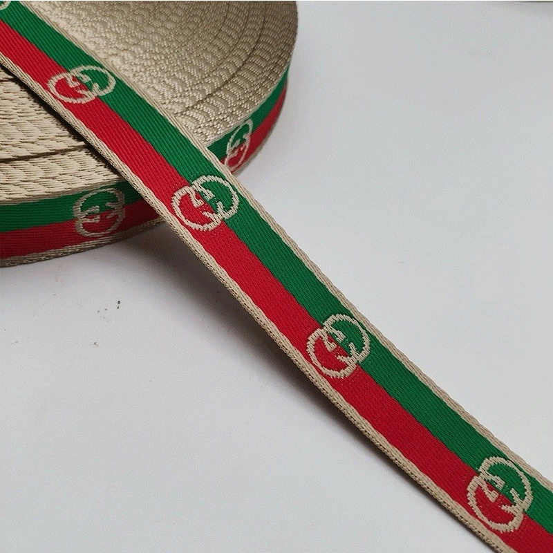 Auth GUCCI Ribbon Green, 3/4 In wide X 1 Yard, sell by the yard - Green Red New - Image 1 of 1