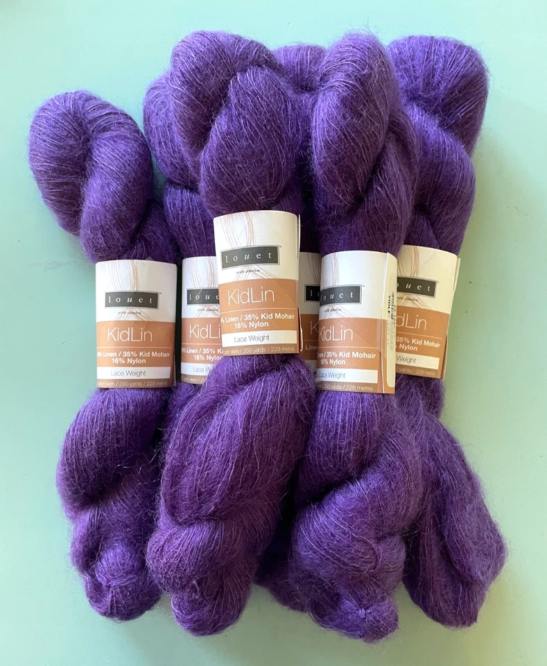 Lote de 6 / Louet KIDLIN Lino Mohair Encaje Peso Hilos - Violeta #1522 Foto 1 de 3
