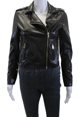 Generation Love Women Biker Motorcycle Jacket Black PU Collared Button Size XS - Image 1 of 4
