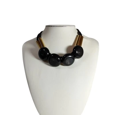 Collar Gargantilla MARNI Accesorio Con Caja Negro Dorado Mujer USADO Foto 1 de 4