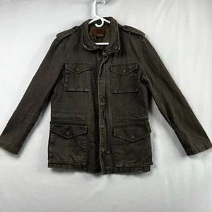 Kuhl Utility Jacket Mens Medium Full Zip Military Gray Cotton Hidden Hood - Picture 1 of 18