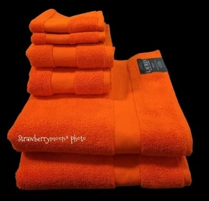 6pc Ralph Lauren Wescott Summer Ora Orange Bath Hand Washcloth Towel Set New - Picture 1 of 7