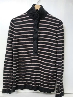 Suéter Tory Burch Giselle para Mujer Gris Rosa Rayas Lana Mezcla Cachemira Talla M Foto 1 de 4