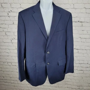Canali Navy Pinstriped 100% Wool 2 Button Blazer Sport Coat Italy Made Size 42L - Picture 1 of 14