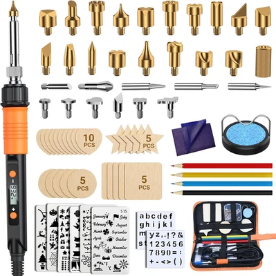 70 Pezzi Kit Saldatore Portatile per Pirografia, 100W,Temperatura Regolabile 220 - Immagine 1 di 4