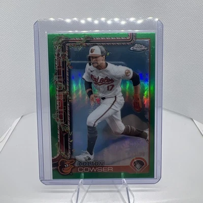 2025 Topps Holiday Chrome Colton Cowser Green Refractor /99 Orioles - Image 1 of 3