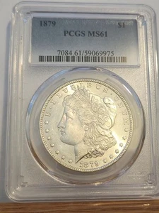 1879 Morgan Silver Dollar PCGS MS61 - Solid Strike - White Satin - Very Nice - Picture 1 of 4