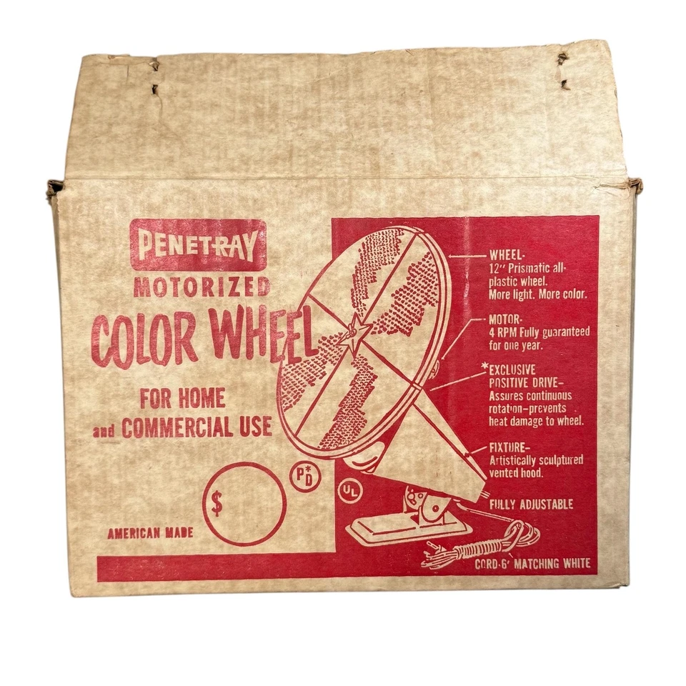 Vintage Penetray Motorized Color Wheel Base Only Tested Works Box USA 12in - Image 1 of 4