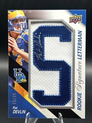 Pat Devlin 2011 Upper Deck Rookie Signature Letterman ‘S’ RPA /75 Blue Hens - Image 1 of 2