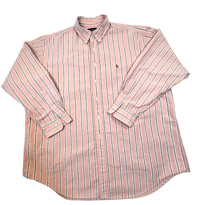 Camisa Ralph Lauren Para Hombre Talla 17.5 Yarmouth Manga Larga Abotonada Rosa Rayas Foto 1 de 4