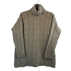 Classiques Entier Wool Fisherman Cable Knit Turtleneck Sweater Chunky Cozy Small - Picture 1 of 6